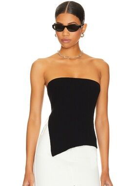 Revolve Strapless Black Ribbed Top